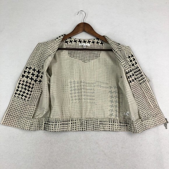 CAbi Women's Size Small #931 Coupe Black White Print Short Sleeve Bomber Jacket - Picture 11 of 12